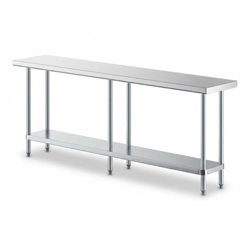 18" x 84" 18 Gauge Commercial Work Table with Galvanized Legs and Undershelf, 304 Stainless Steel