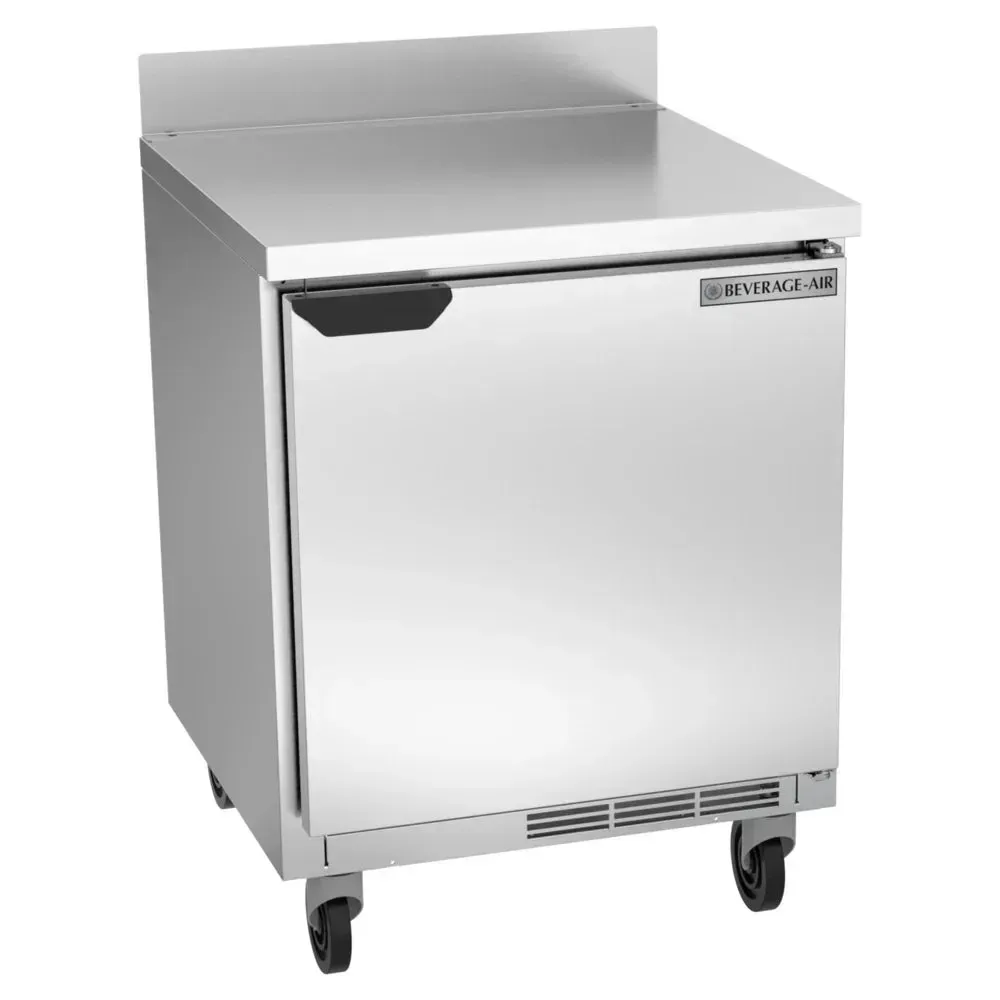 Beverage-Air compact stainless steel worktop refrigerator for restaurant prep, hotel back bars, or cafe sandwich lines needing chilled storage.