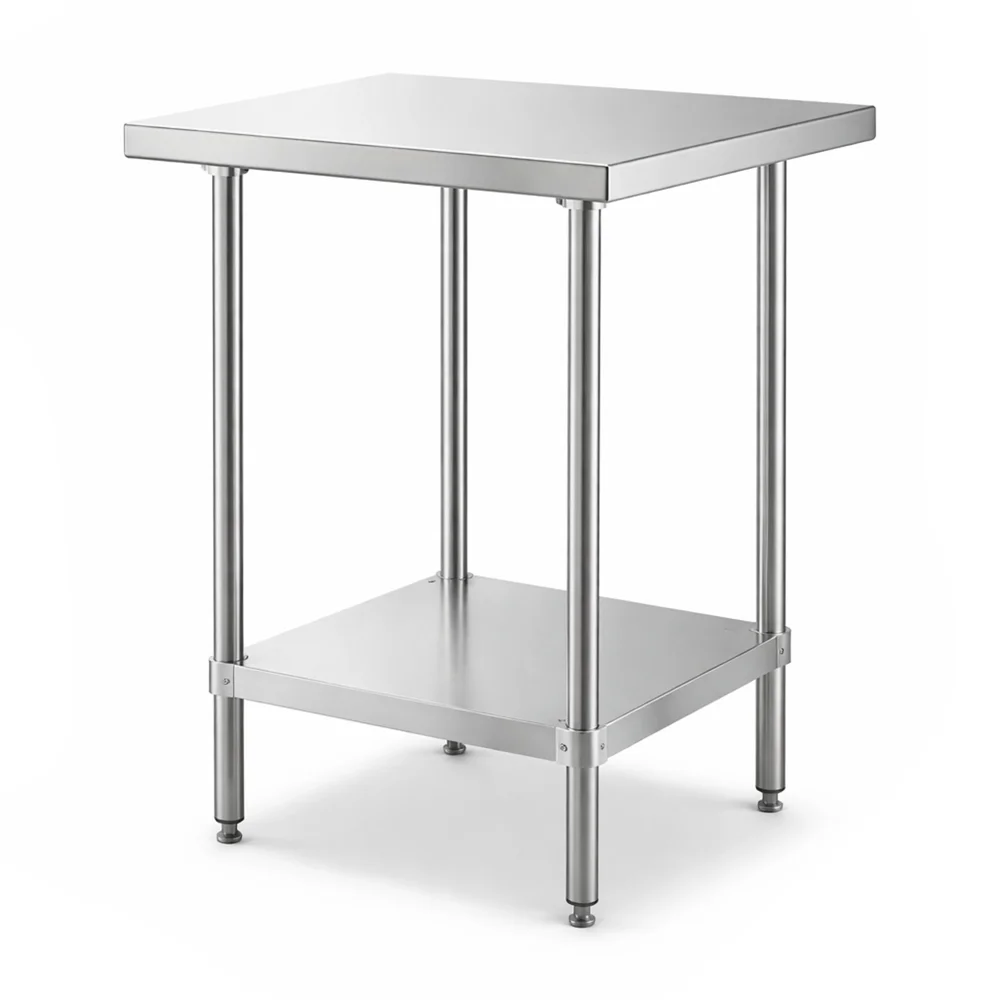 24" x 24" 16-Gauge Commercial Work Table with Undershelf, 304 Stainless Steel