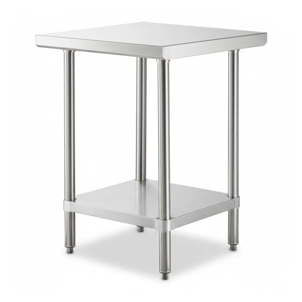 24" x 24" 16-Gauge Commercial Work Table with Undershelf, 304 Stainless Steel
