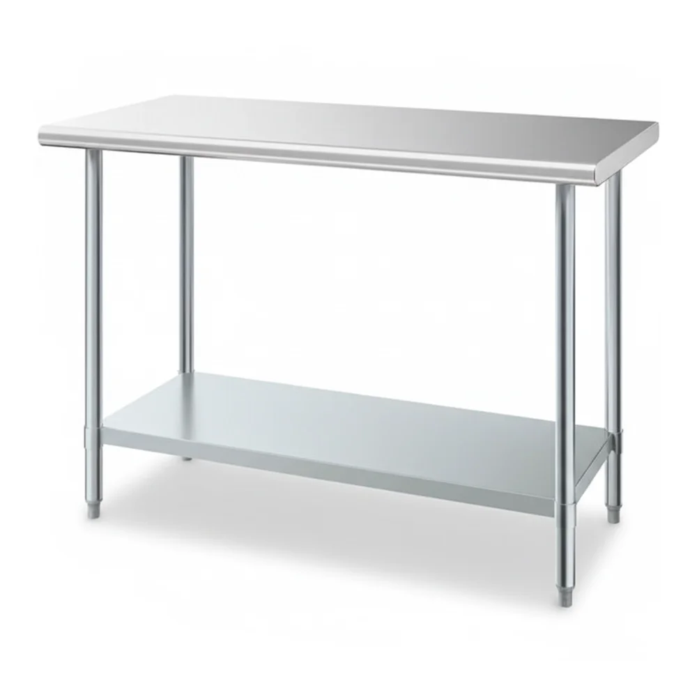 24″ × 48″ 18 Gauge Work Table with Undershelf, 430 Stainless Steel