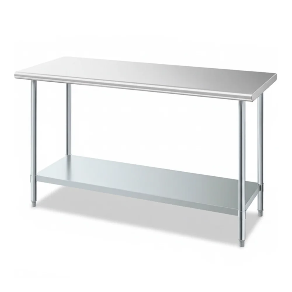 24″ × 60″ 18 Gauge Work Table with Undershelf, 430 Stainless Steel
