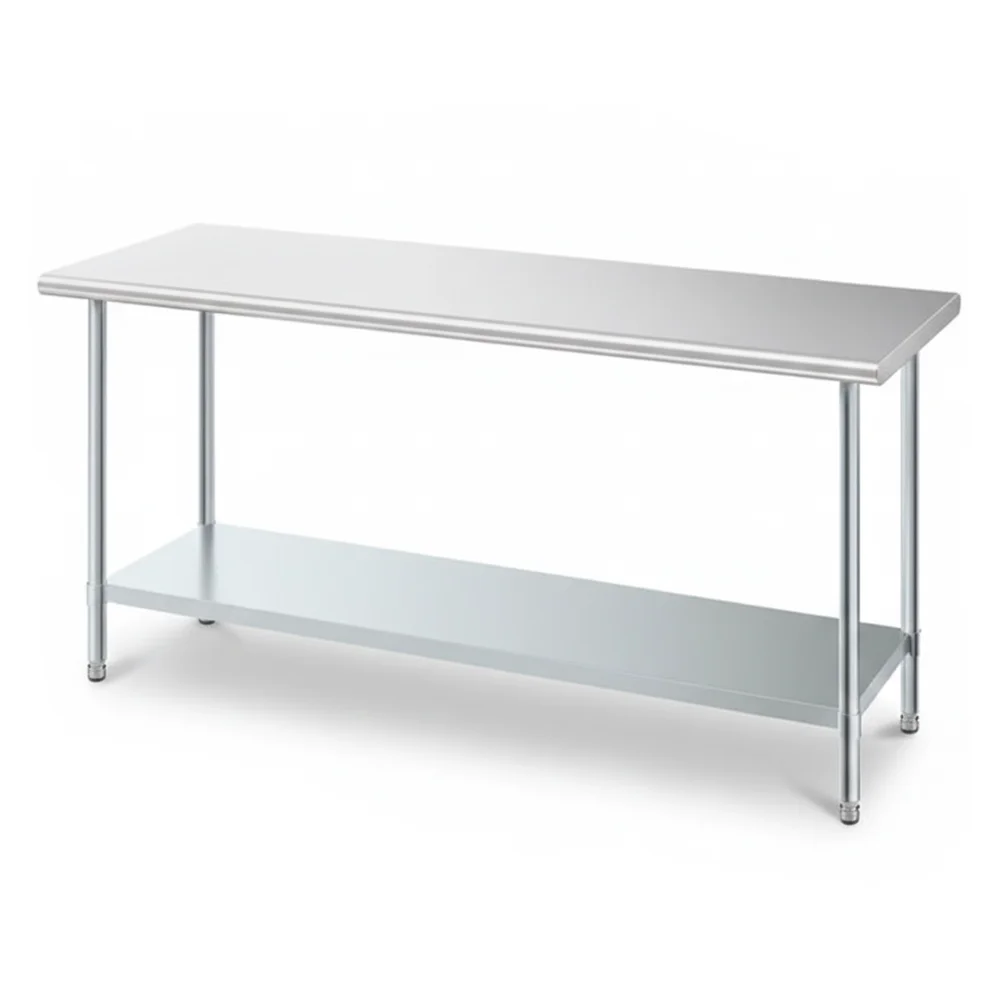 24" x 72" 18 Gauge Work Table with Undershelf, 430 Stainless Steel