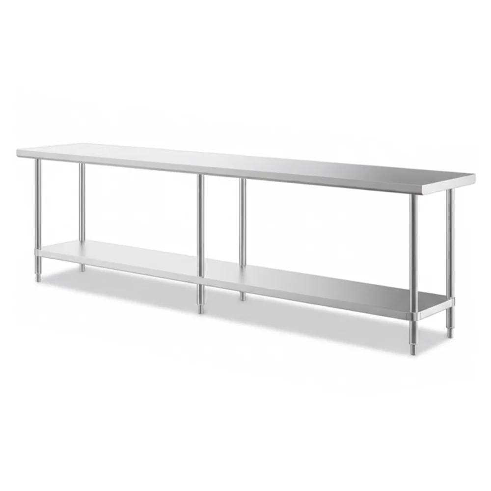 30" x 108" 16-Gauge Commercial Work Table with Undershelf, 304 Stainless Steel
