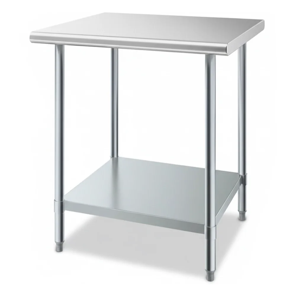 30″ × 30″ 18 Gauge Work Table with Undershelf, 430 Stainless Steel