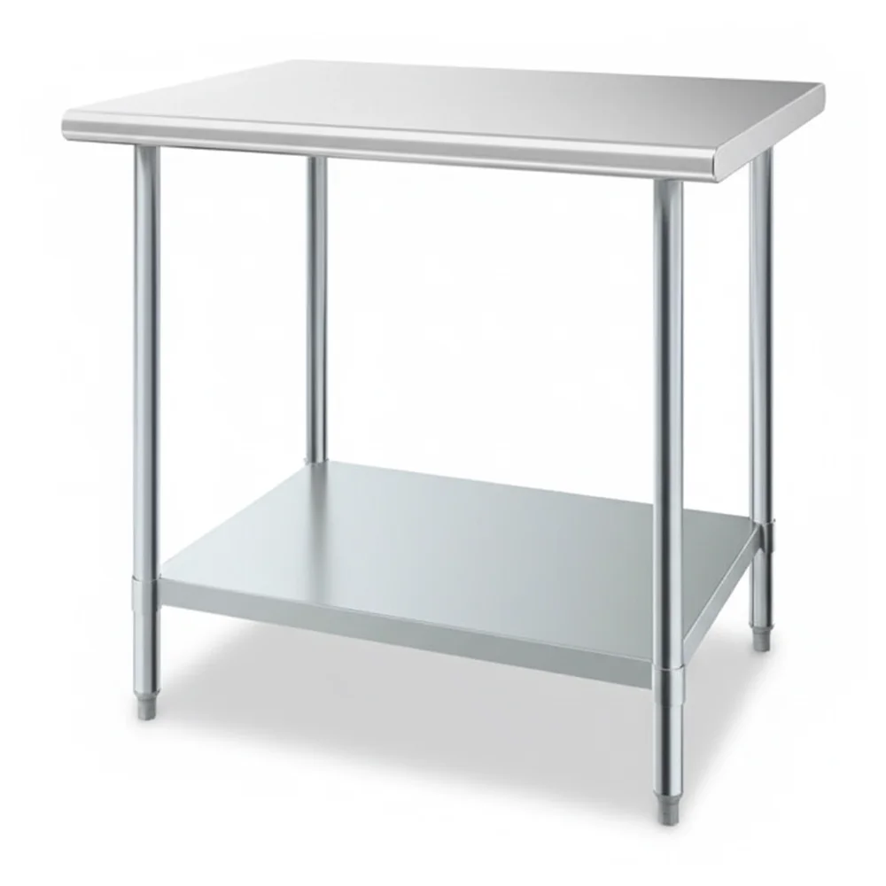 30" x 36" 18 Gauge Work Table with Undershelf, 430 Stainless Steel