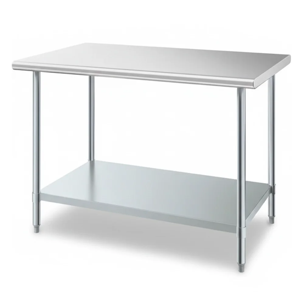 30" x 48" 18 Gauge Work Table with Undershelf, 430 Stainless Steel