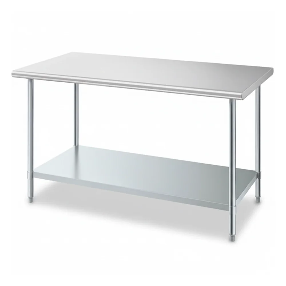 30″ × 60″ 18 Gauge Work Table with Undershelf, 430 Stainless Steel