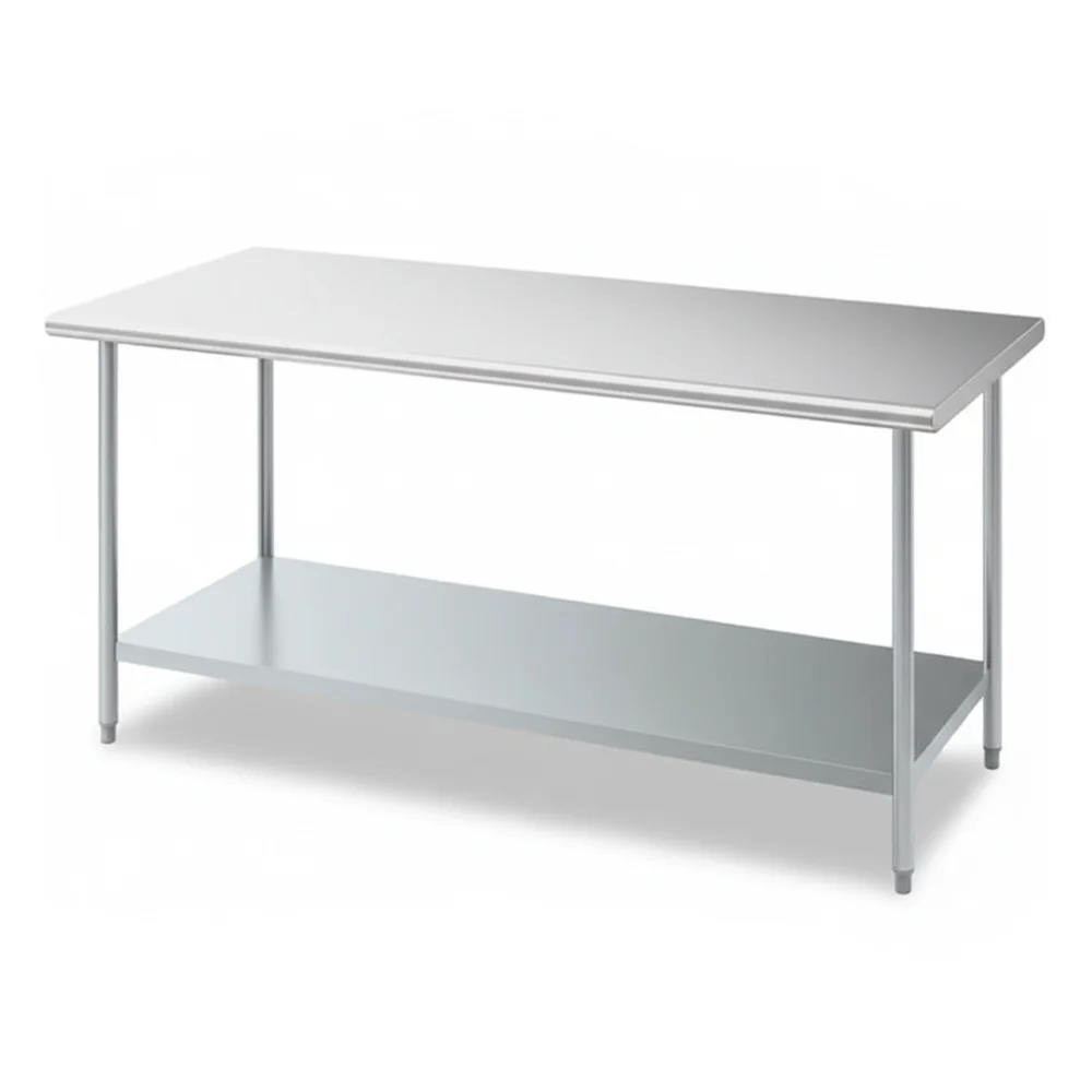 30" x 72" 18 Gauge Work Table with Undershelf, 430 Stainless Steel