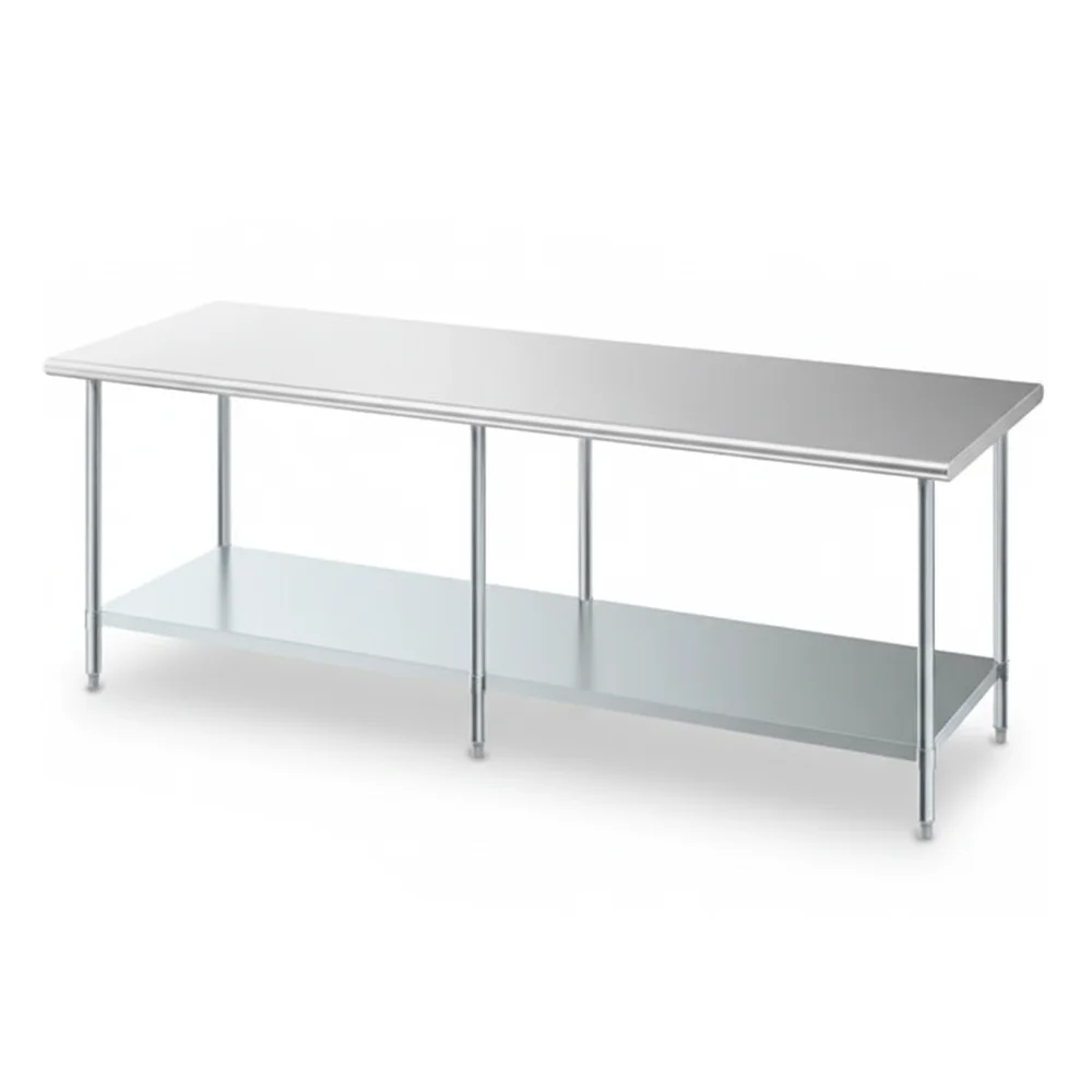 30" x 96" 18 Gauge Work Table with Undershelf, 430 Stainless Steel