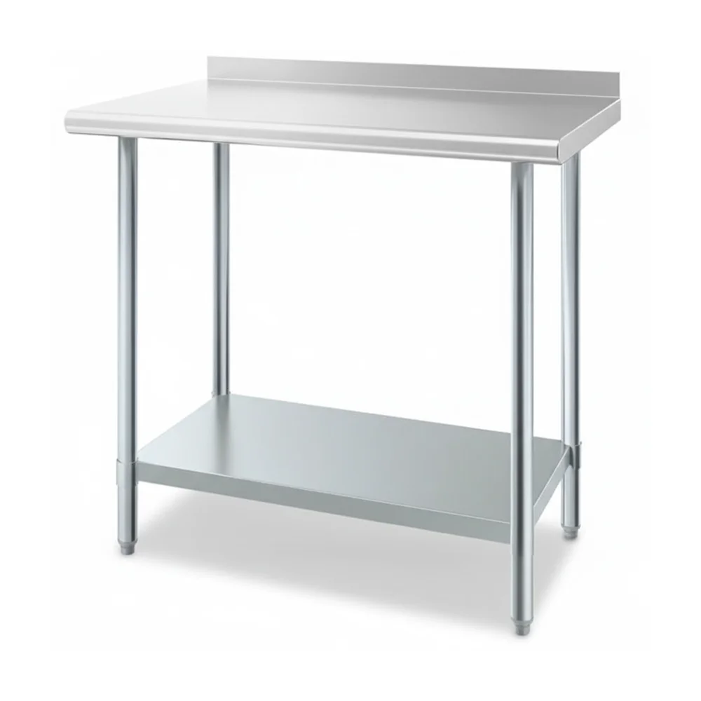 24″ × 36″ 18 Gauge Work Table with Undershelf & 2" Rear Upturn, 430 Stainless Steel