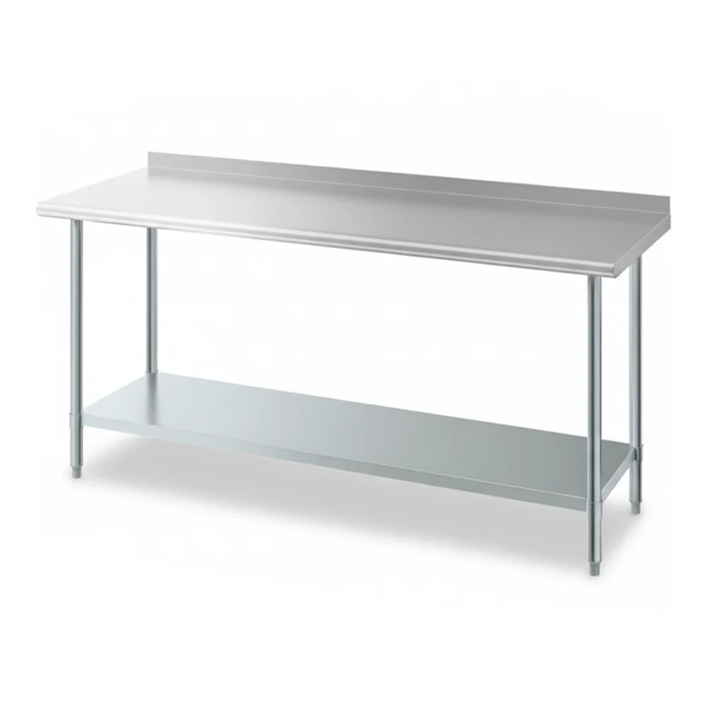 24" x 72" 18 Gauge Work Table with Undershelf & 2" Rear Upturn, 430 Stainless Steel
