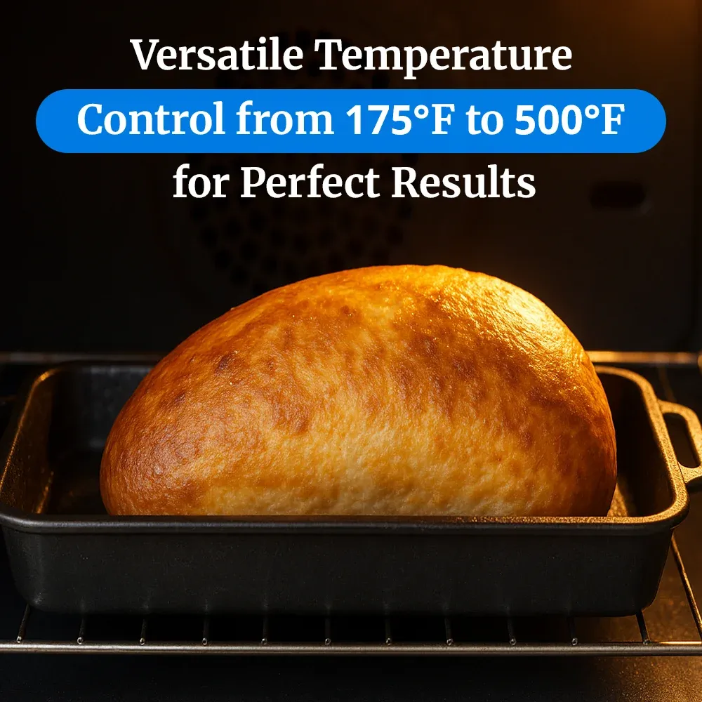 Cadco half-size digital convection oven with shelves and GO control panel in stainless steel offers accurate baking and roasting for small batches.