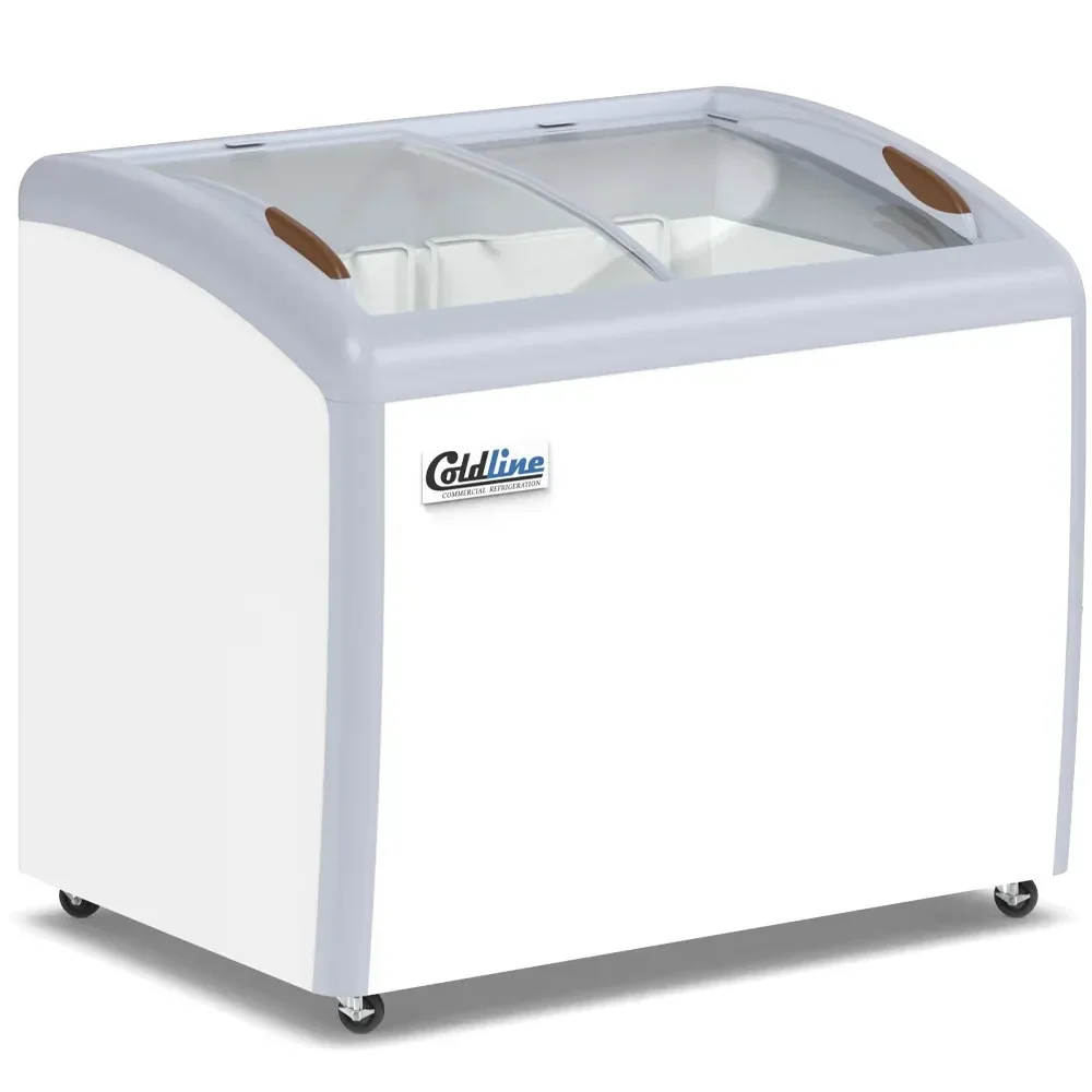 Coldline 40" Ice Cream Freezer, 9 Cu. Ft, Curved Glass Top, 2 Baskets, 1 Year Warranty