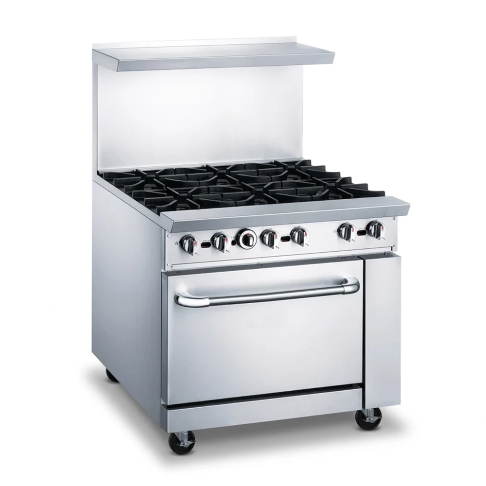 KitchenCore Series 36" Commercial Gas Range with 1 Oven, 6 Burners, 215,000 BTU - Convertible