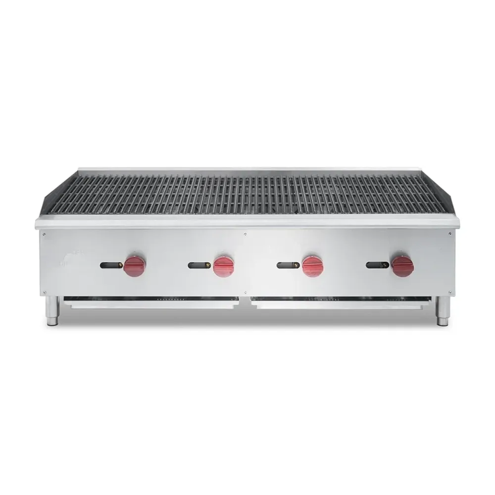 Platinum Flame Series 48" Countertop Radiant Charbroiler, 4 Burners, 120,000 BTU, Convertible