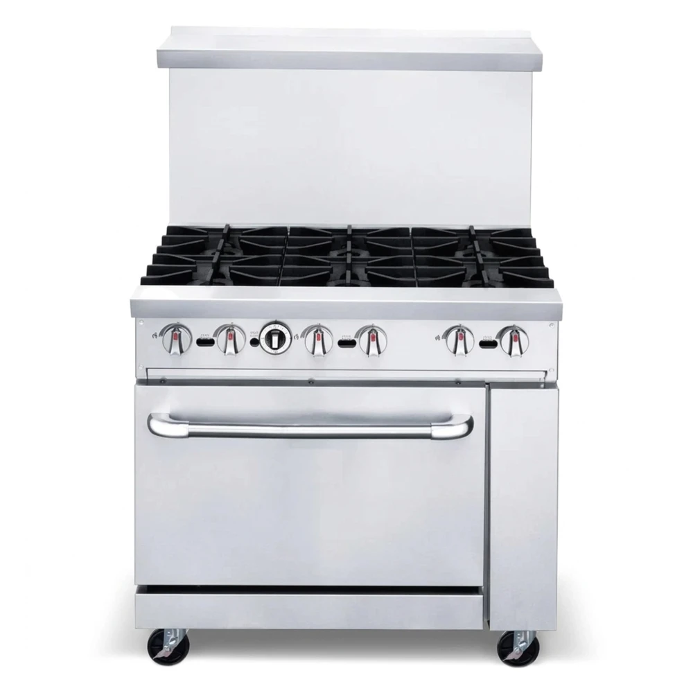 KitchenCore Series 36" Commercial Gas Range with 1 Oven, 6 Burners, 215,000 BTU - Convertible