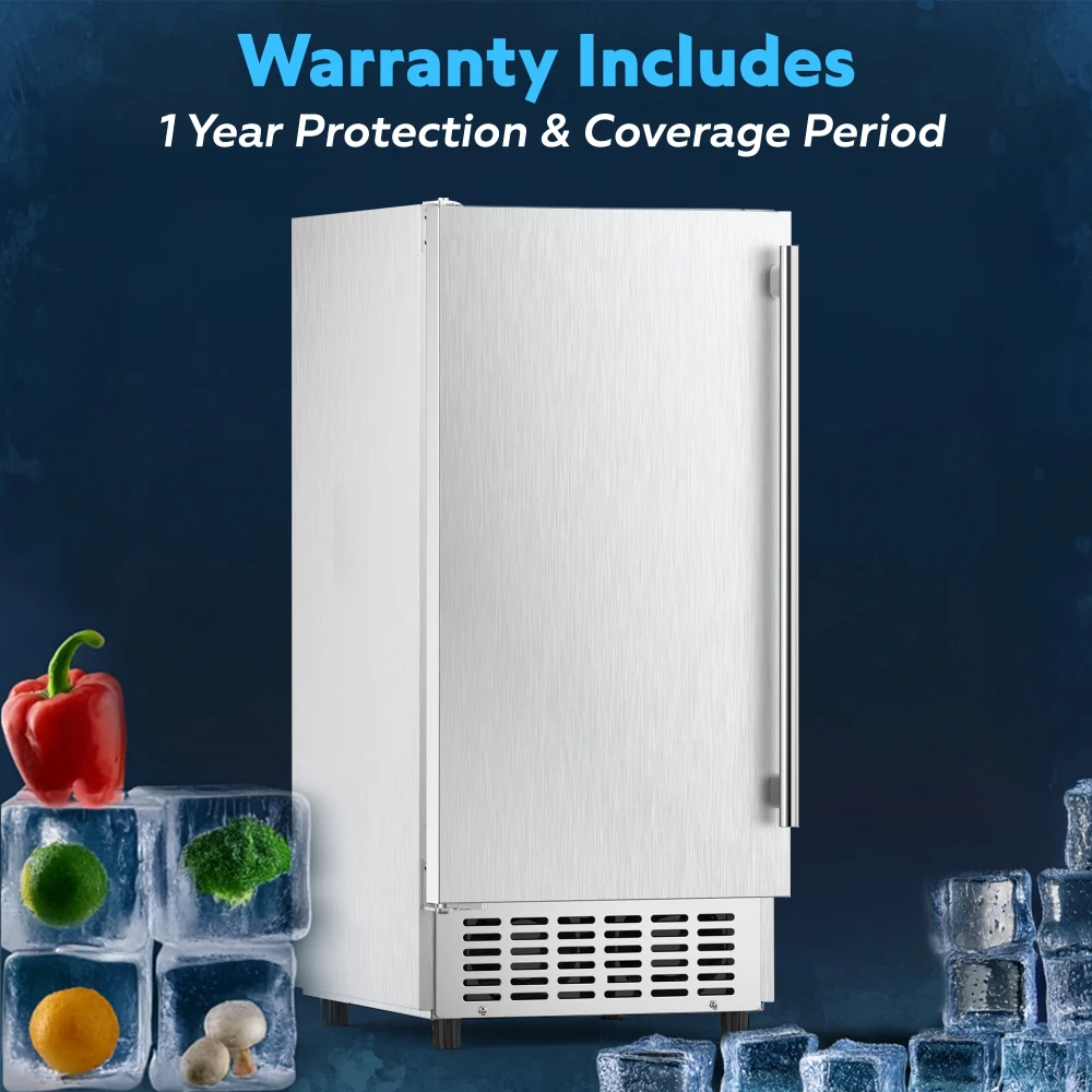 ChillCore Series 15" Undercounter Air Cooled Ice Maker With 30 lb Bin, 80 lb/day, 1 Year Warranty