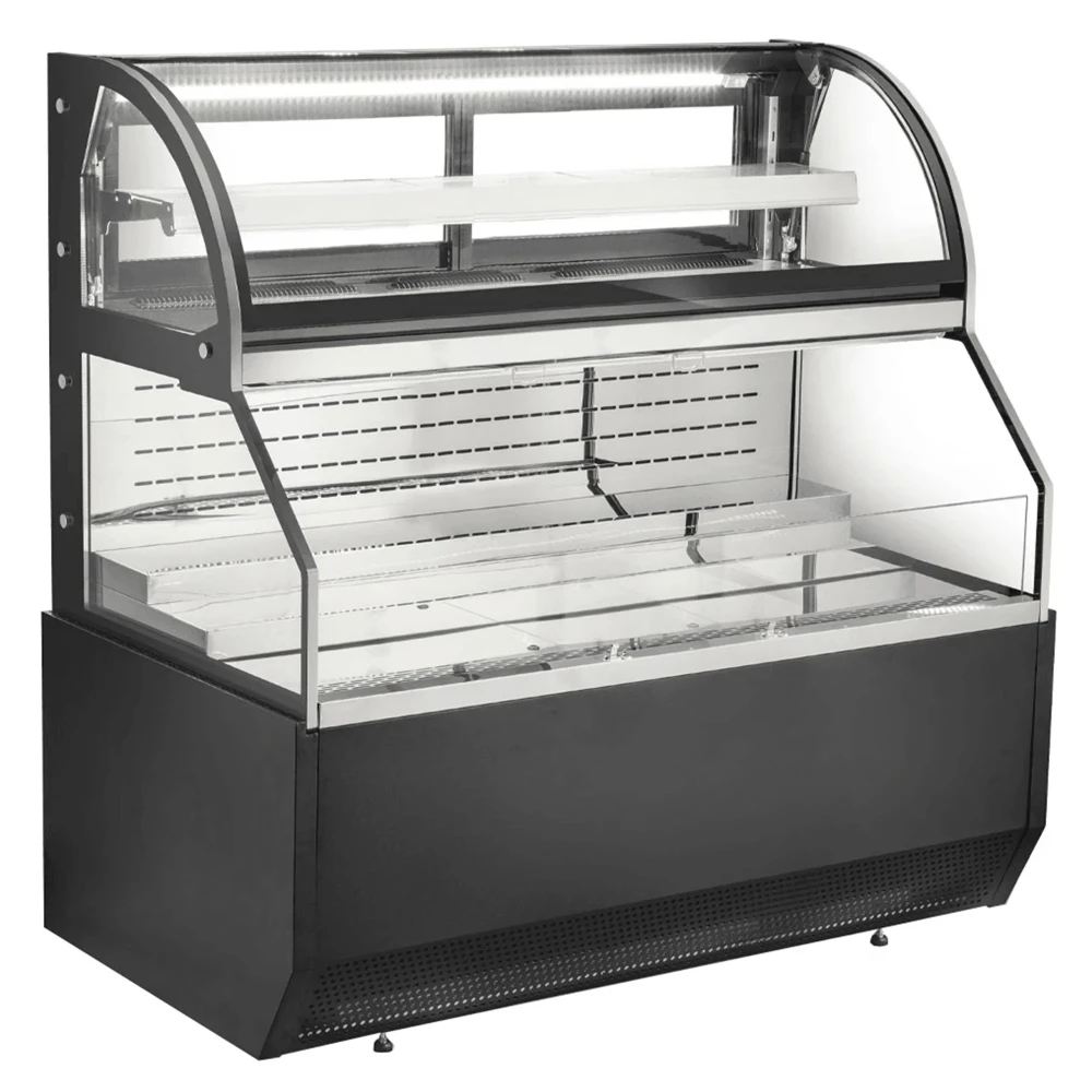 ProKitchen Series 60" Dual Service Open Air Display Case Merchandiser, Black, 1 Year Warranty