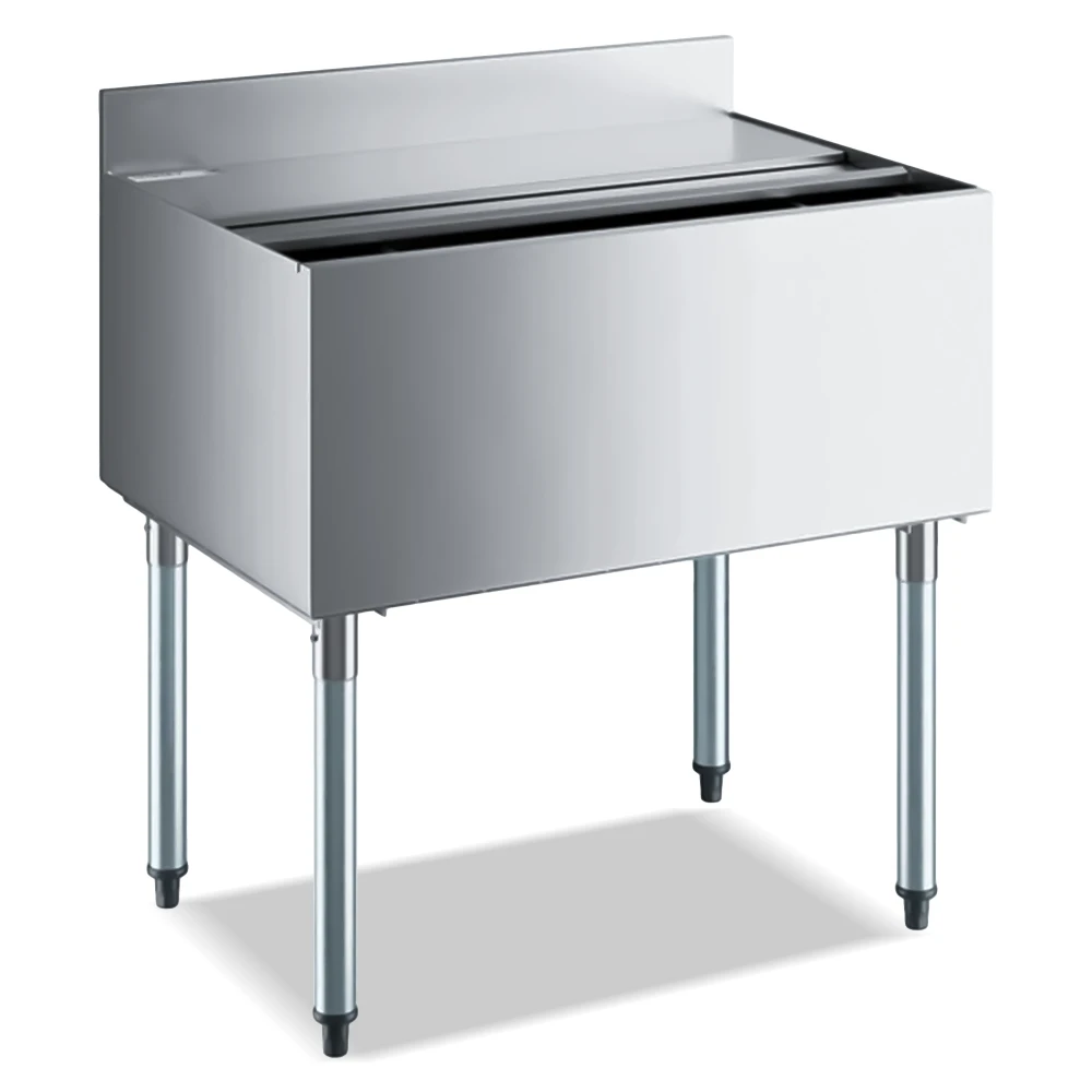 Chefpro Series 24" Underbar Ice Bin with Bottle Holders and Sliding Lid, 77lb Ice Capacity