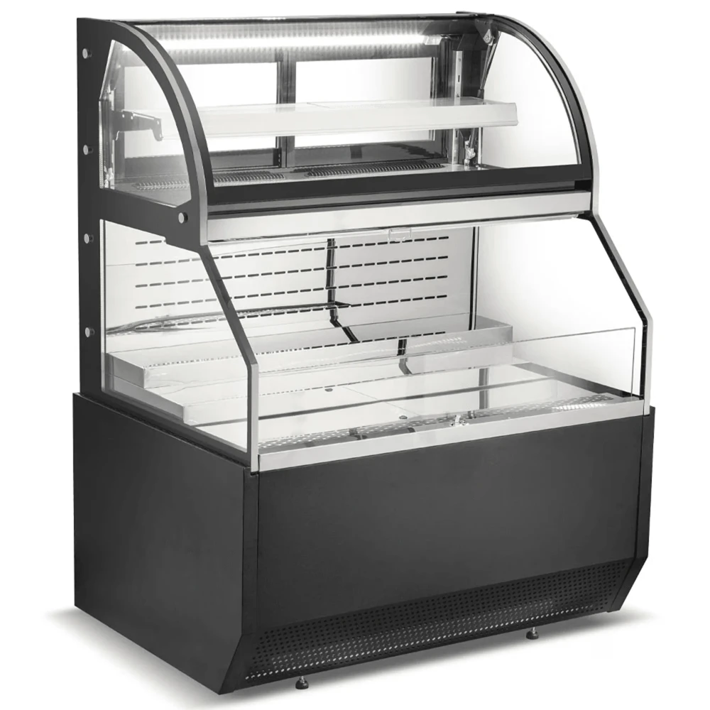 ProKitchen Series 48" Dual Service Open Air Display Case Merchandiser, Black, 1 Year Warranty