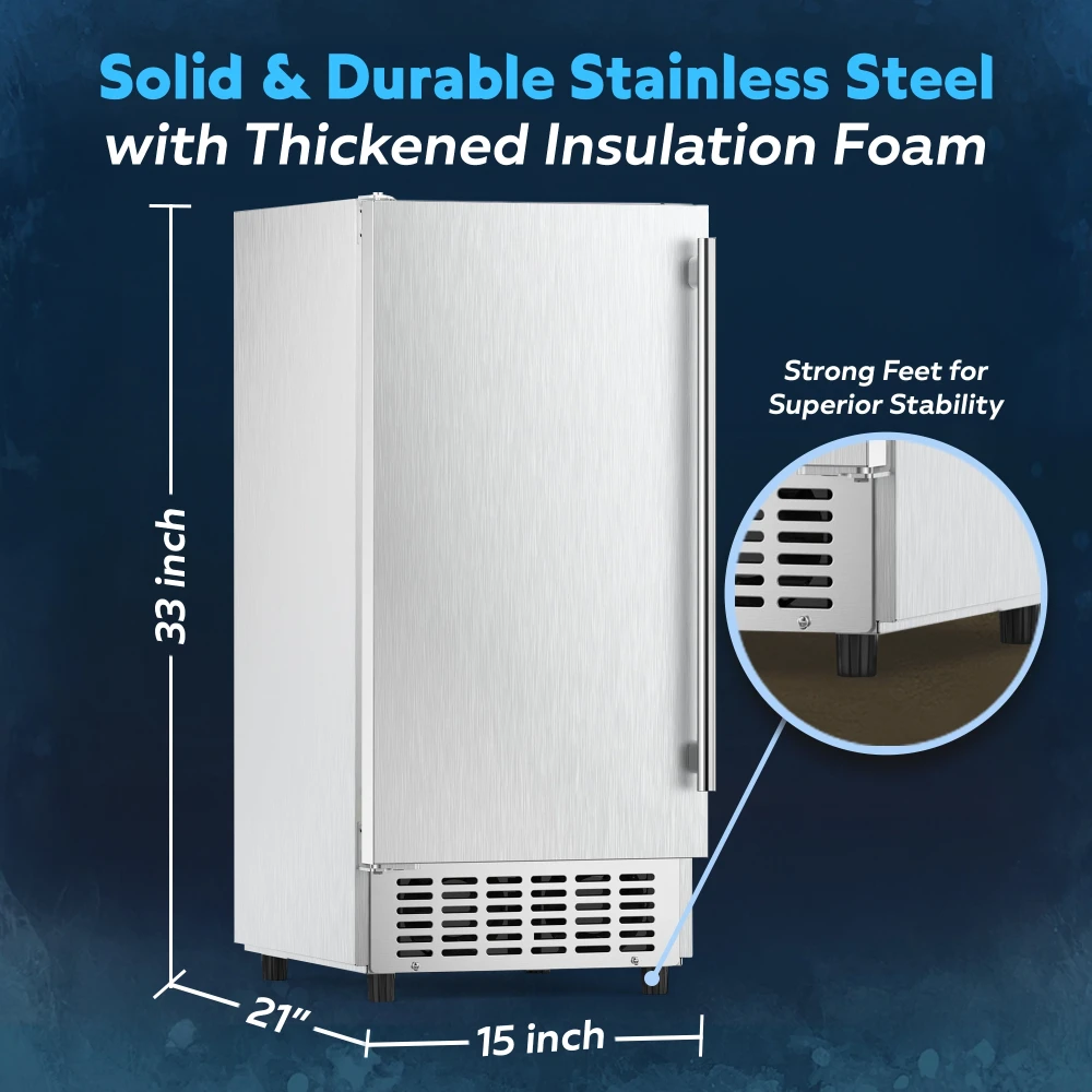 ChillCore Series 15" Undercounter Air Cooled Ice Maker With 30 lb Bin, 80 lb/day, 1 Year Warranty