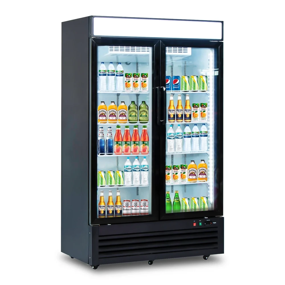 Platinum Frost Series 48" Commercial Reach-In Merchandiser Refrigerator, 36 Cu.ft, 2 Glass Doors, 8 Shelves, 33°F to 41°F, 115V