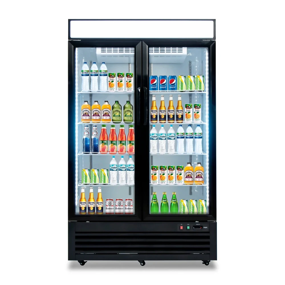 Platinum Frost Series 48" Commercial Reach-In Merchandiser Refrigerator, 36 Cu.ft, 2 Glass Doors, 8 Shelves, 33°F to 41°F, 115V
