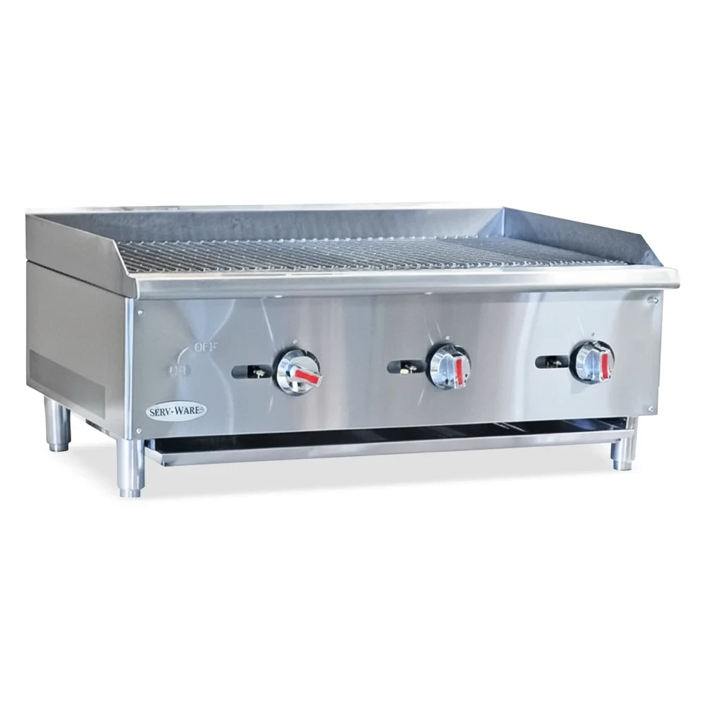 Serv-Ware SCBS-36 36" Countertop Radiant Charbroiler, 3 Burners, 90,000 BTU