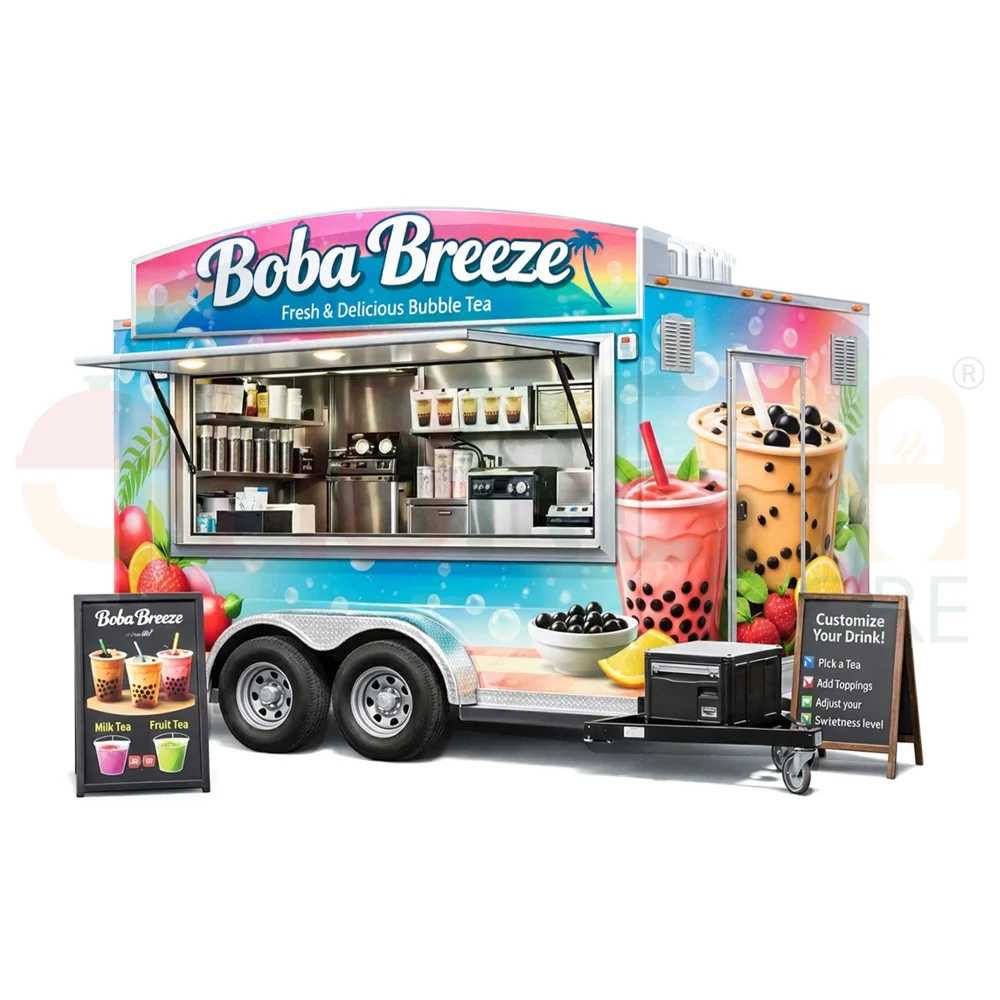 Boba Breeze™ 14 FT Bubble Tea Trailer – Fully Equipped Turnkey Concept