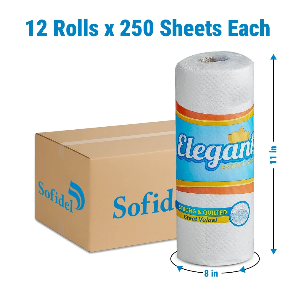 Sofidel Heavenly Soft Kitchen Towel Roll, 8 x 11 in, 2-Ply, 250 Sheets per Roll, 12 Rolls/Case