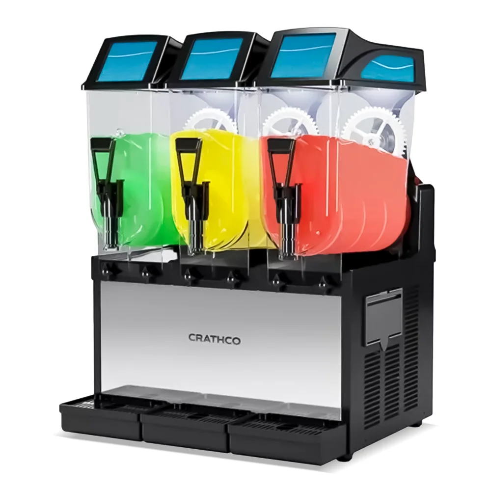 Crathco Frosty 3 Granita / Slushy / Frozen Beverage Dispenser, Triple 3.2 Gallon Bowls, 115V