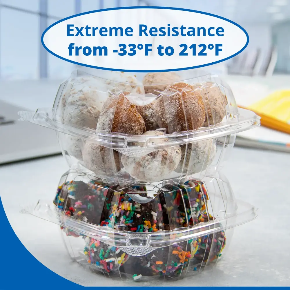 Dart C57PST1 Clearseal Plastic Take Out Container with Hinged Lid, 6" x 5.8" x 3", 500/Case