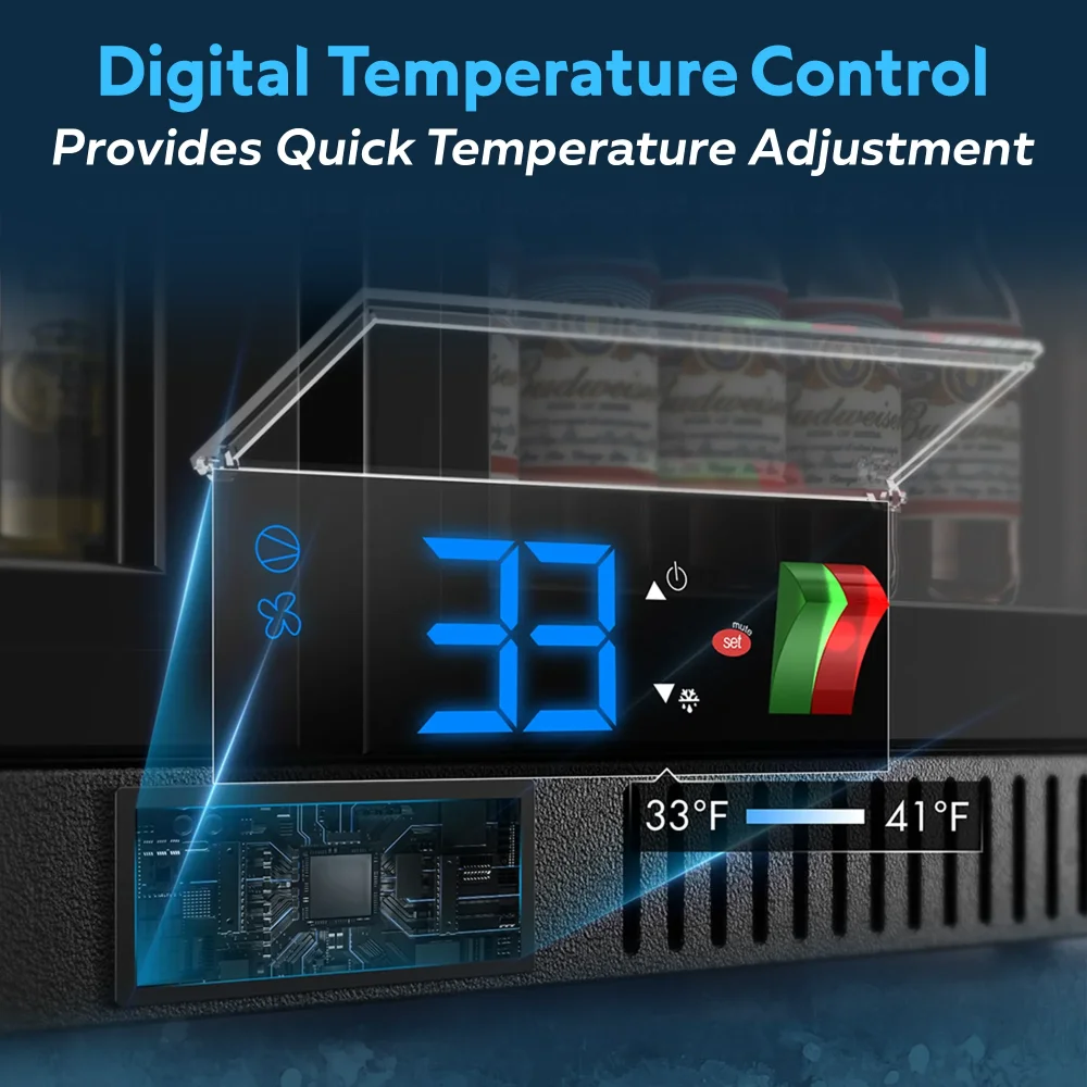 ChillCore Series 36" Back Bar Cooler Beverage Refrigerator, 2 Glass Doors, 1 Year Warranty