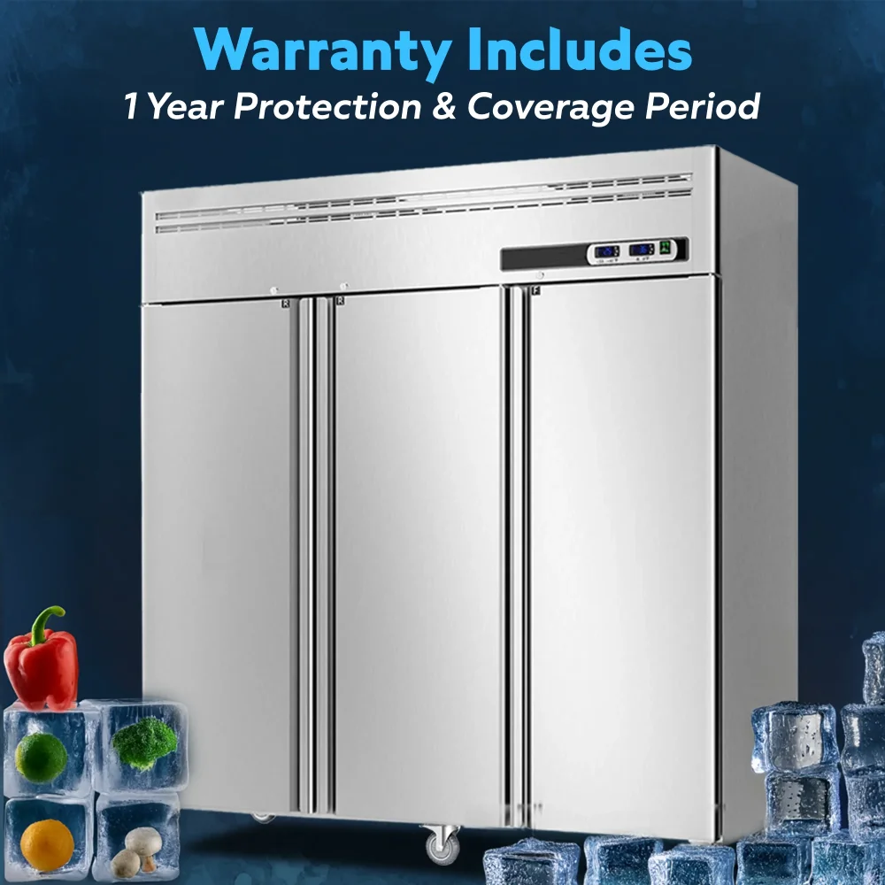 ChillCore Series 73" Reach-in Commercial Refrigerator and Freezer Combo, 3 Section, Stainless Steel, 1 Year Warranty
