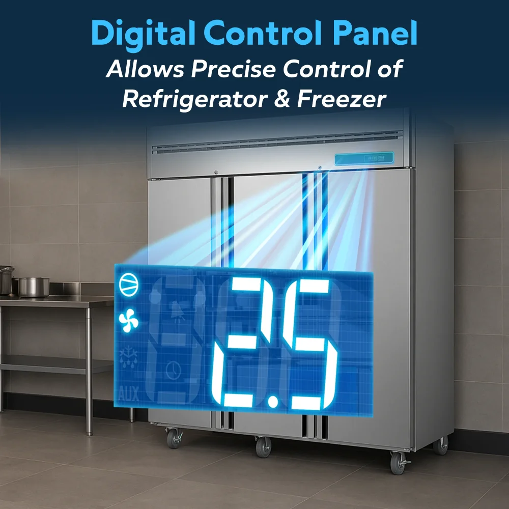 ChillCore Series 73" Reach-in Commercial Refrigerator and Freezer Combo, 3 Section, Stainless Steel, 1 Year Warranty