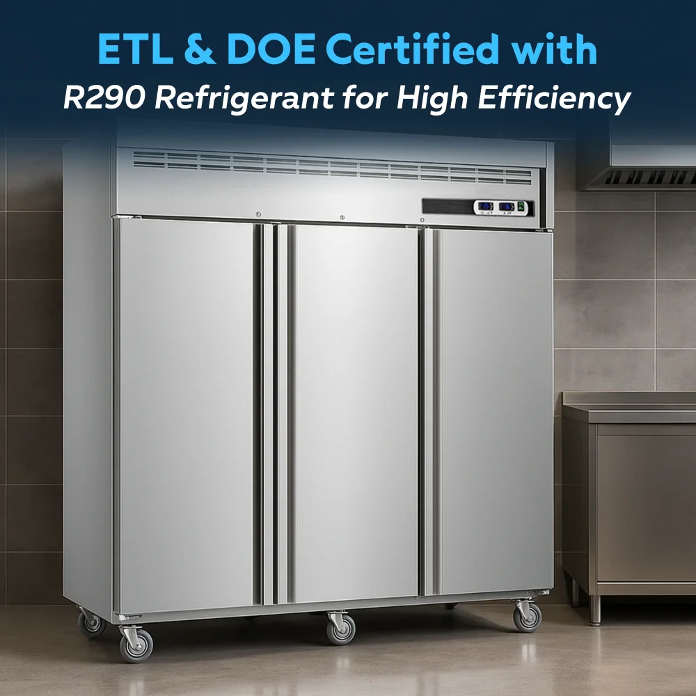 ChillCore Series 73" Reach-in Commercial Refrigerator and Freezer Combo, 3 Section, Stainless Steel, 1 Year Warranty