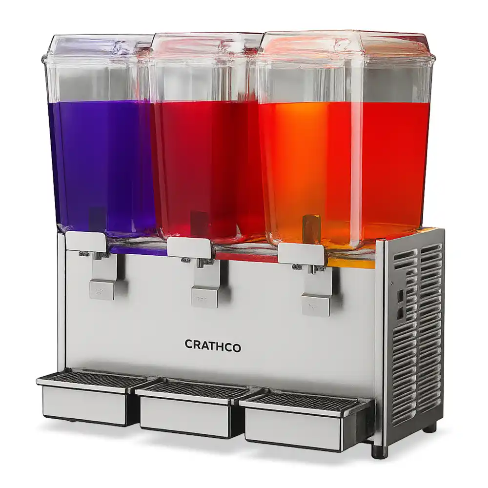 Crathco D35-3 Classic Bubbler Refrigerated Beverage Dispenser, Triple 5 Gallon Bowls, Stainless Steel