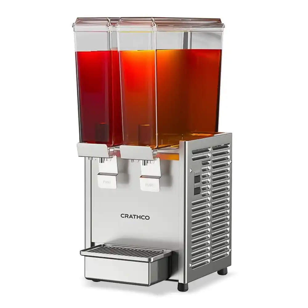Crathco E-29-3 Classic Bubbler Refrigerated Beverage Dispenser, Double 2.4 Gallon Bowls, Stainless Steel, 120V