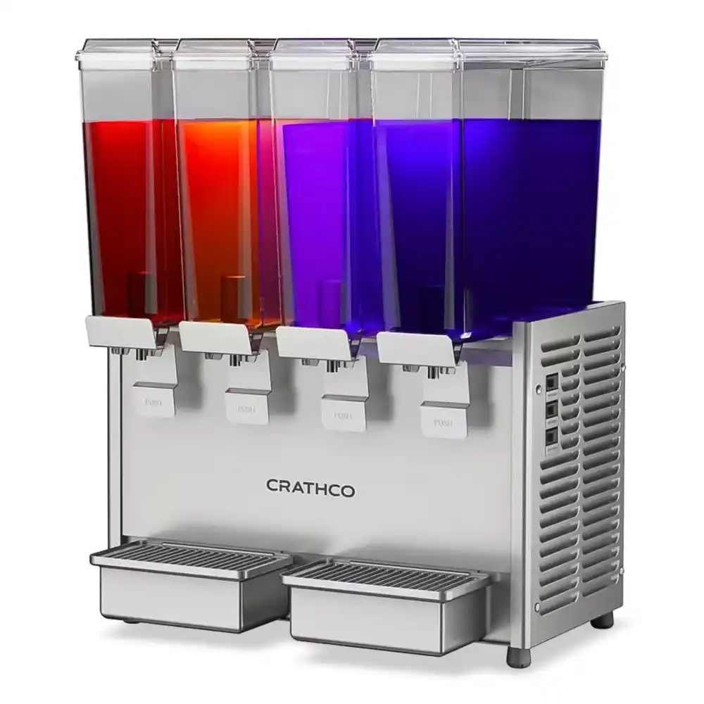 Crathco E49-3 Mini-Quad Classic Bubbler Refrigerated Beverage Dispenser, Four 2.4 Gallon Bowls, Stainless Steel