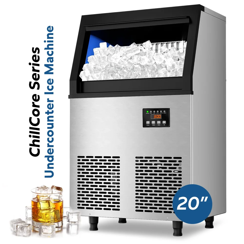 ChillCore Series 20'' Commercial Undercounter Ice Machine with 35 lb Bin, 150 lb/day, 1 Year Warranty