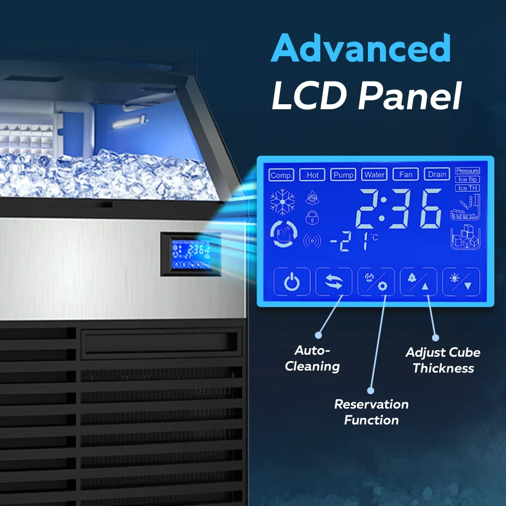 ChillCore Series 26'' Commercial Undercounter Air Cooled Ice Machine With 80lb Bin, 200 lb/day