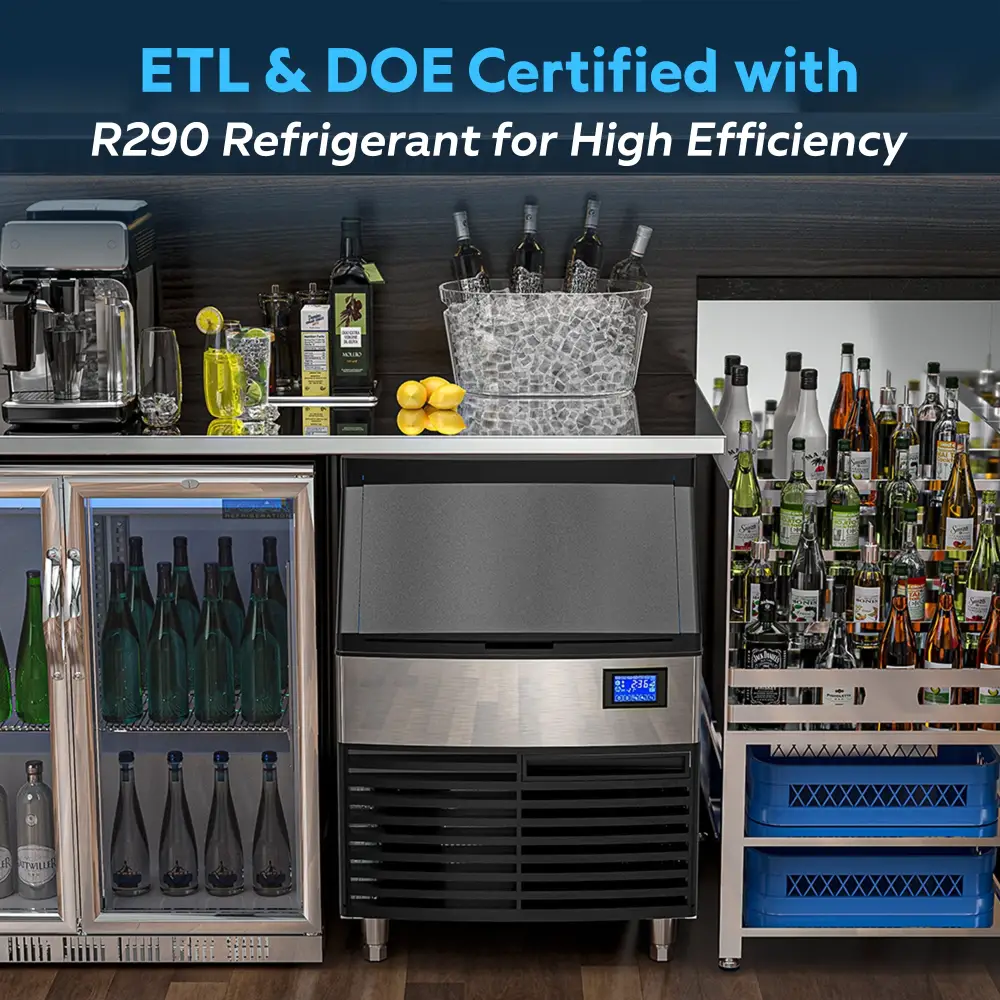 ChillCore Series 26'' Commercial Undercounter Air Cooled Ice Machine With 80lb Bin, 200 lb/day