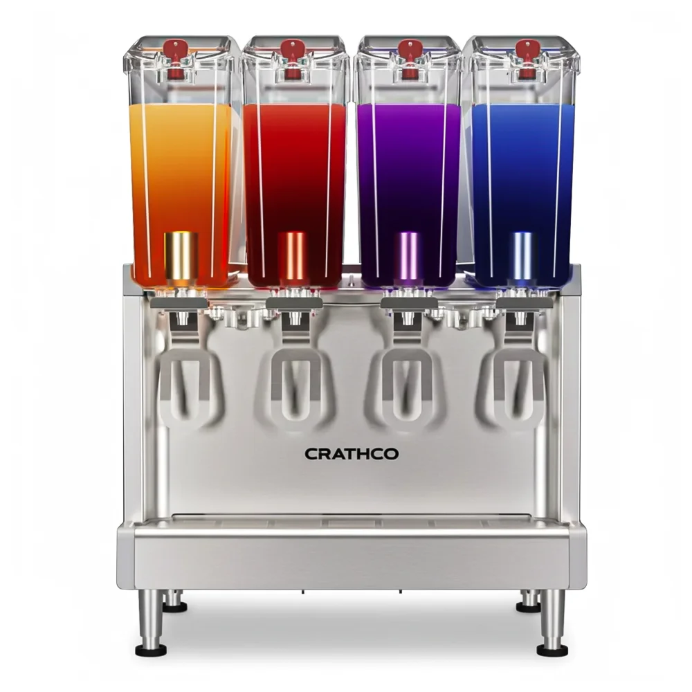 Crathco CS-4E-16 Mini-Quad Premix Refrigerated Beverage Dispenser, Four 2.4 Gallon Bowls, 120V
