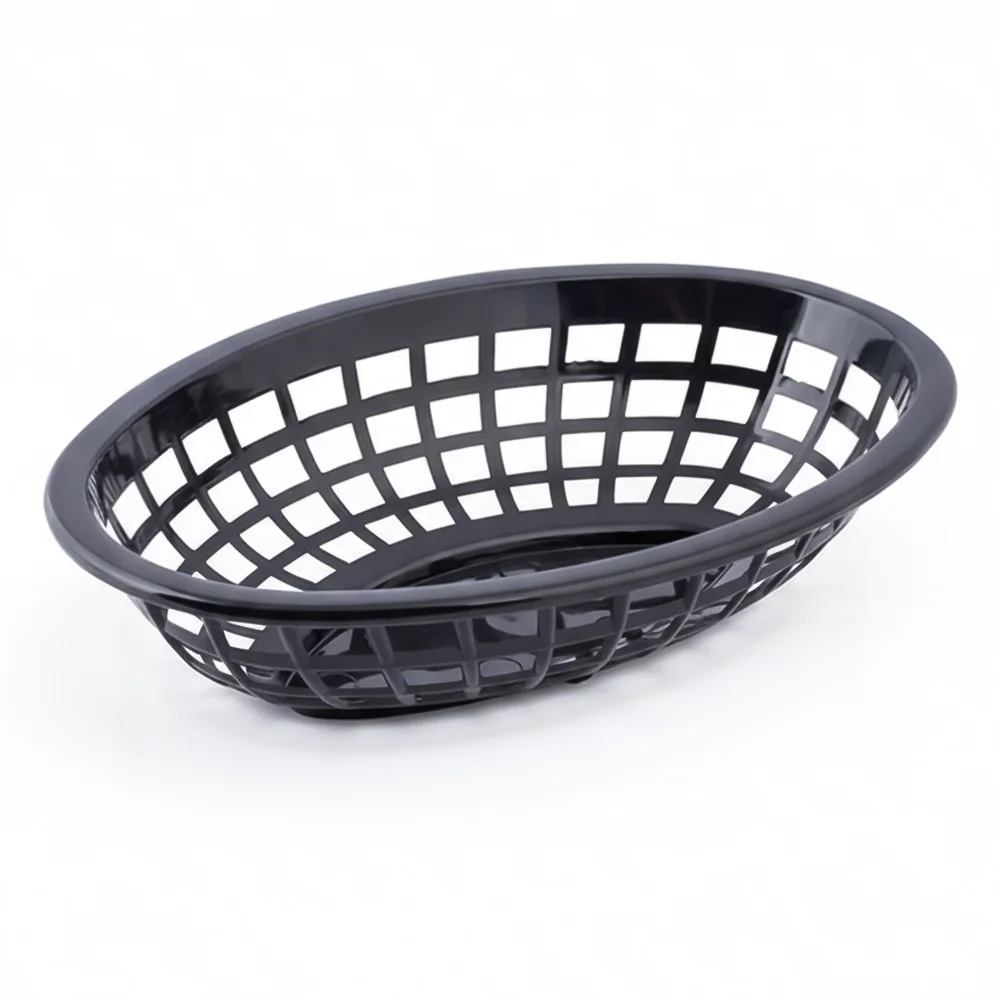 ChefCraft Series Fast Food Basket, Plastic, 10" x 7", Black