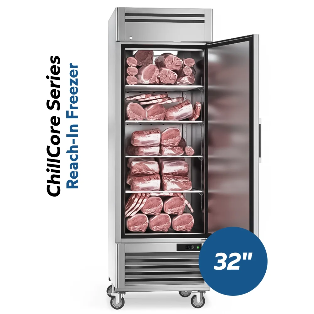 ChillCore Series 32" Reach-In Freezer, 1 Section, Stainless Steel, 1 Year Warranty