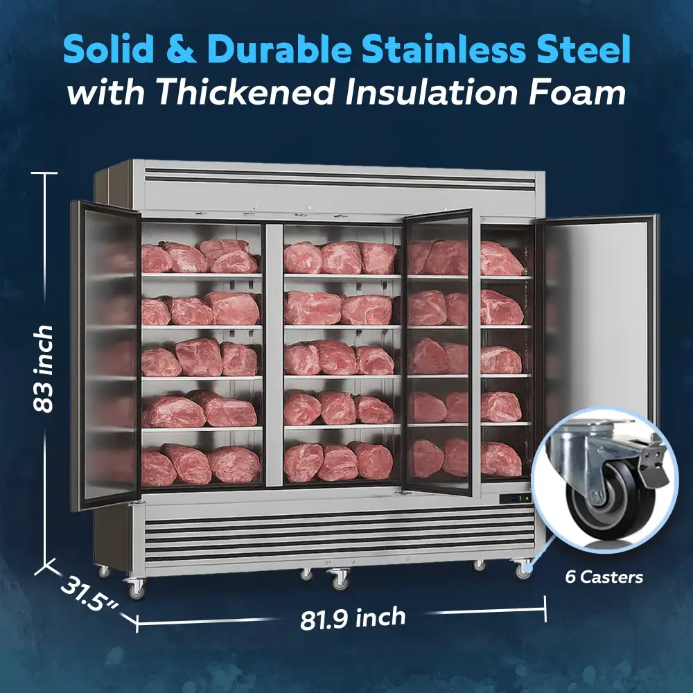 ChillCore Series 82" Reach-In Freezer, 3 Sections, Stainless Steel, 1 Year Warranty