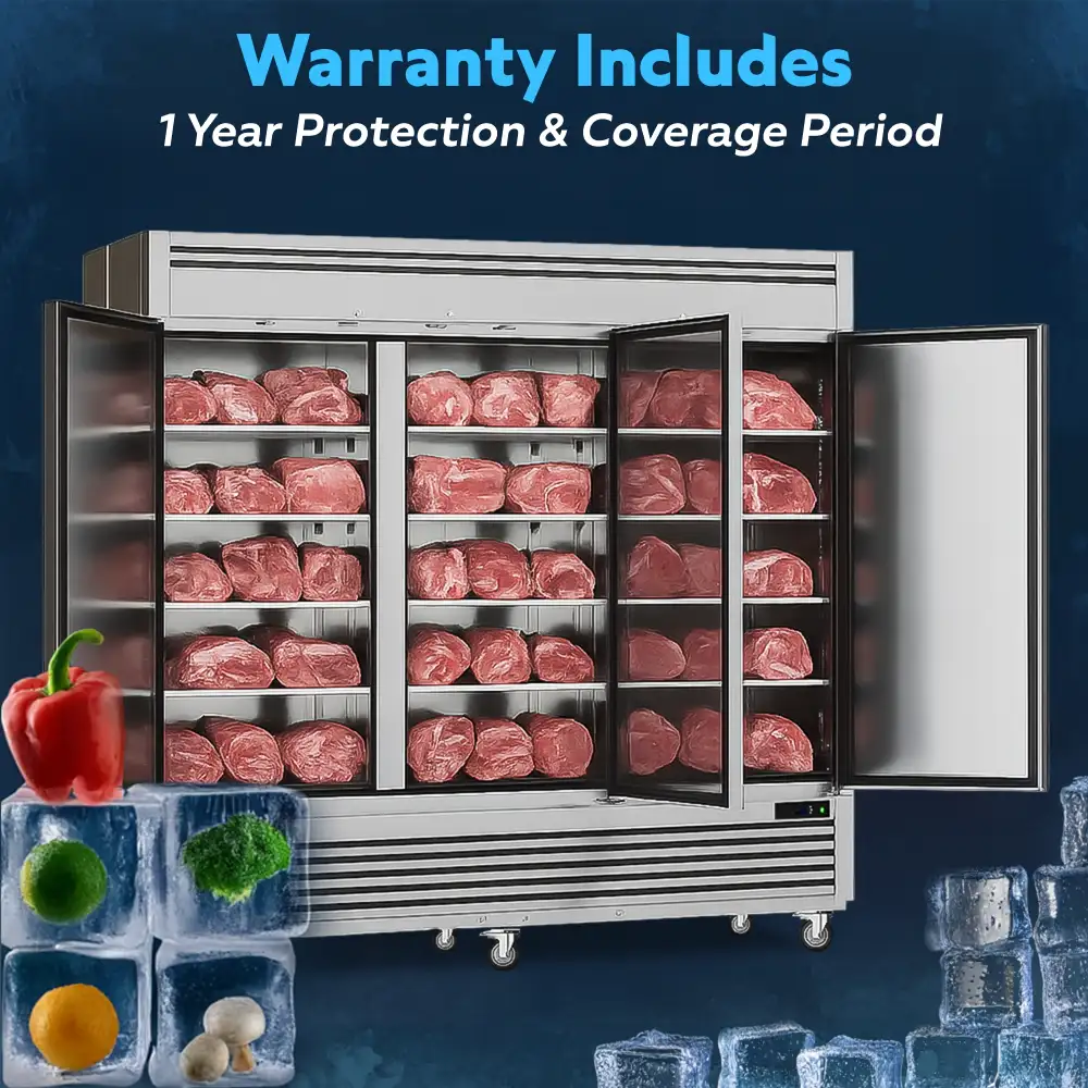 ChillCore Series 82" Reach-In Freezer, 3 Sections, Stainless Steel, 1 Year Warranty