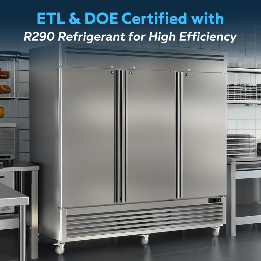 ChillCore Series 82" Reach-In Freezer, 3 Sections, Stainless Steel, 1 Year Warranty