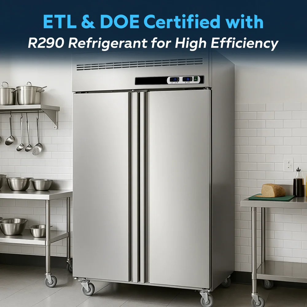 ChillCore Series 48" Reach-In Refrigerator & Freezer Combo, 2 Sections, Stainless Steel, 1 Year Warranty